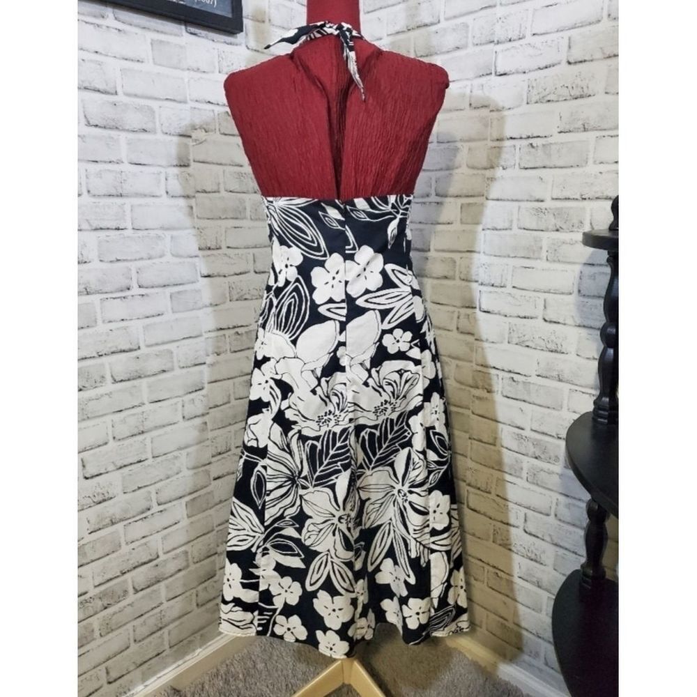 Robbie Bee Womens Black And White Halter Neck Floral Pattern Dress Size 10 - Picture 3 of 9